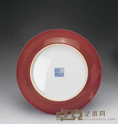 清乾隆 祭红釉盘 20.8cm
